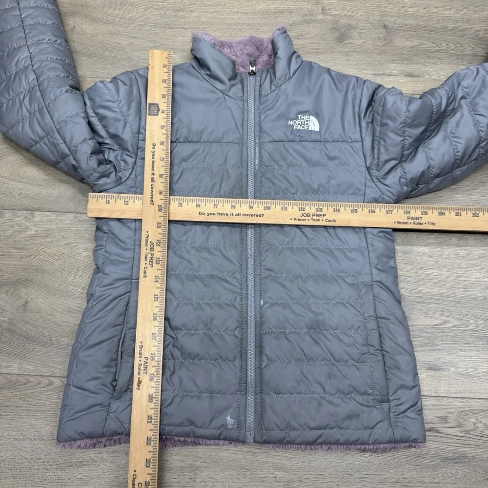 The North Face Gray Pink Puffer Fleece Reversible Jacket Girls Sz L‎ Outdoor